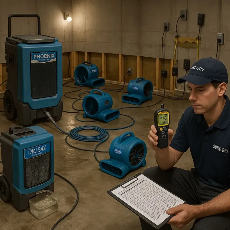 Structural Drying and Dehumidification process in Carpentersville, IL